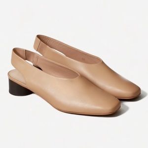 Everlane The Square Toe Lt Taupe Slingback Shoe 7